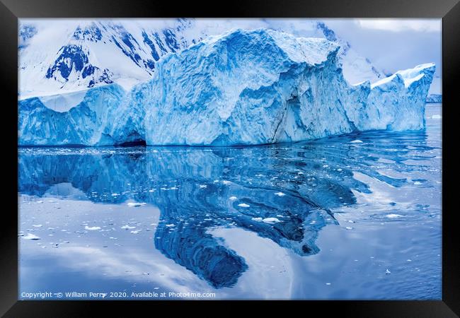 Iceberg Reflection Dorian Bay Antarctica Framed Print by William Perry
