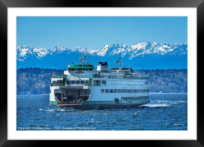 Washington State Ferry Edmonds Washington Framed Mounted Print by William Perry