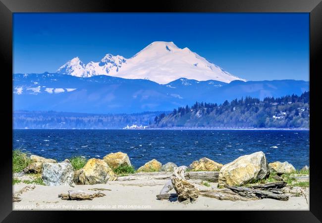 Mount Baker Bracketts Landing Edmonds Washington Framed Print by William Perry