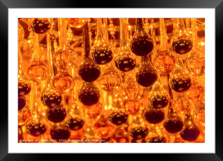 Orange Black Venetian Glass Drops Chandelier Venic Framed Mounted Print by William Perry