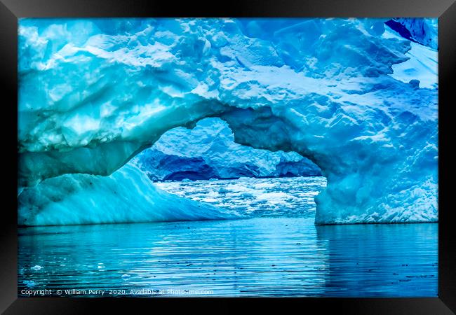 Blue Iceberg Arch Paradise Bay Skintorp Cove Framed Print by William Perry