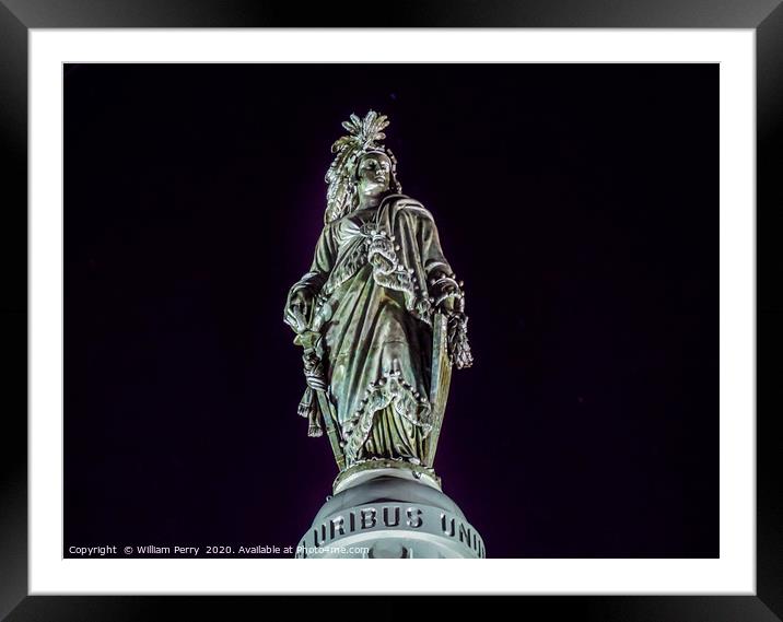 Freedom Statue Top US Capitol Washington DC Framed Mounted Print by William Perry