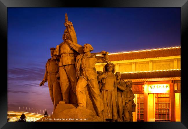 Revolutionary Heroes Statue Mao Tomb Tiananmen Squ Framed Print by William Perry