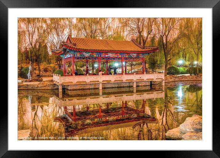 Practicing Wushu Tai Chi in the Temple of the Sun  Framed Mounted Print by William Perry