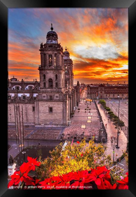 Metropolitan Cathedral Mexico City Mexico Sunrise Framed Print by William Perry