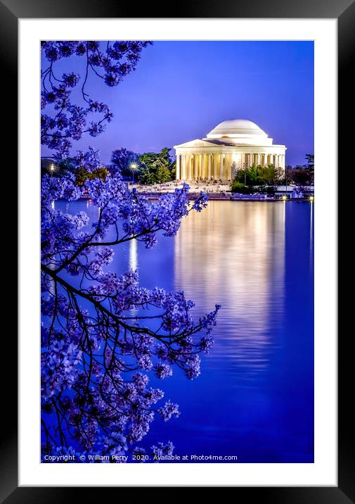 Jefferson Memorial Cherry Blossoms Washington DC Framed Mounted Print by William Perry