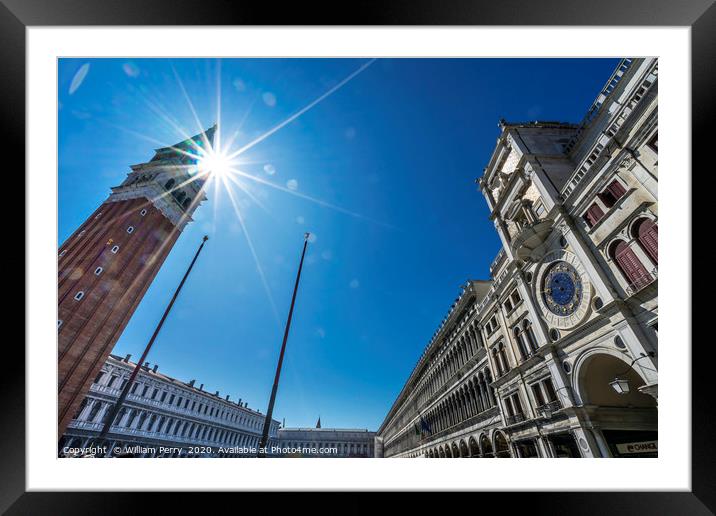 Campanile Bell Tower Sun Saint Mark's Square Piazz Framed Mounted Print by William Perry