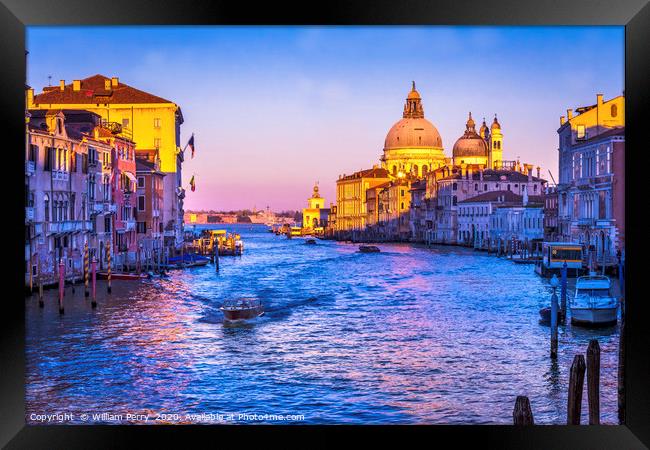 Colorful Grand Canal Salut Church Sunset Venice It Framed Print by William Perry