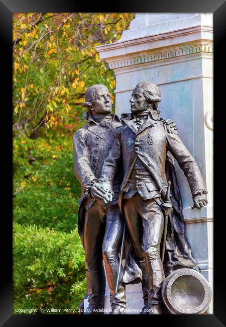 General Lafayette Statue Lafayette Park Autumn Was Framed Print by William Perry