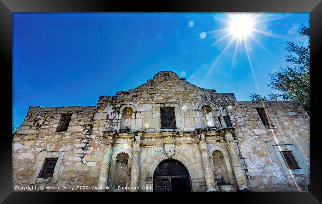 Sun Rays Alamo Mission Independence Battle Site San Antonio Texa Framed Print by William Perry