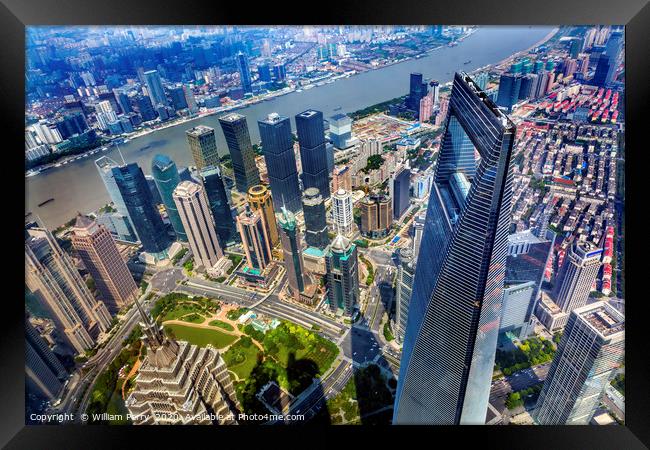 Black Shanghai World Financial Center Skyscraper J Framed Print by William Perry