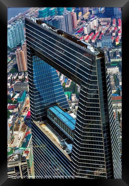 Black Shanghai World Financial Center Skyscraper R Framed Print by William Perry