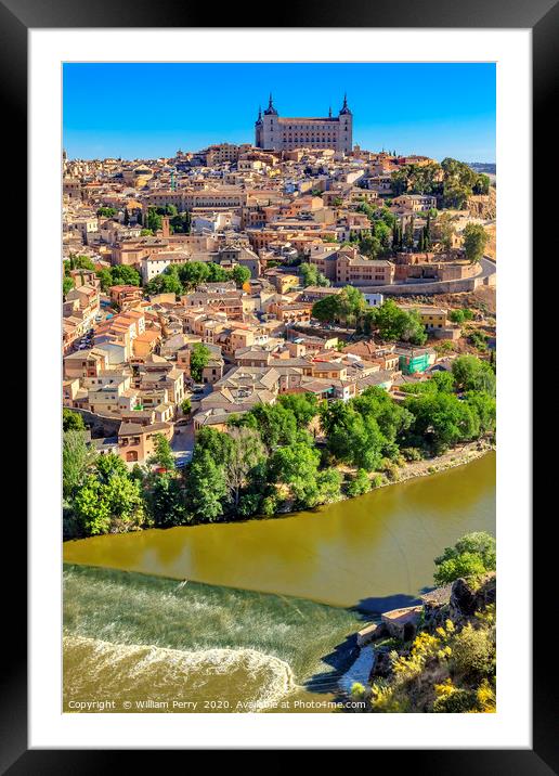 Alcazar Fortress Medieval City Tagus River Toledo  Framed Mounted Print by William Perry