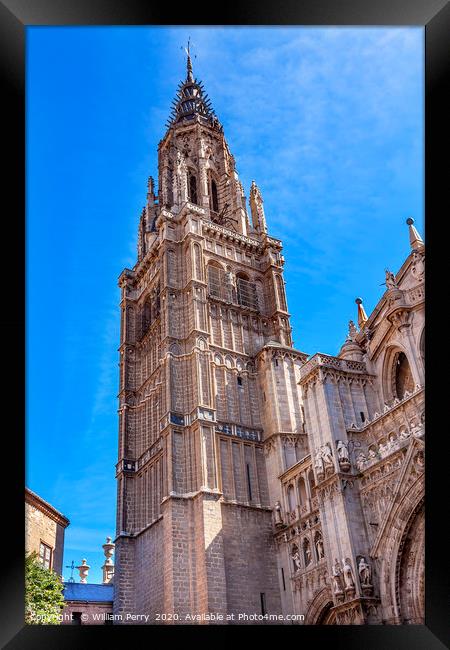 Cathedral Spire Tower Toledo Spain Framed Print by William Perry