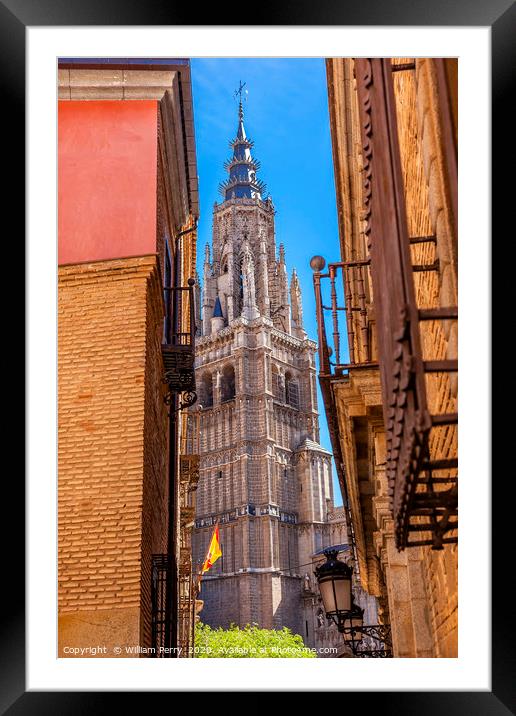 Cathedral Spire Tower Narrow Streets Toledo Spain Framed Mounted Print by William Perry