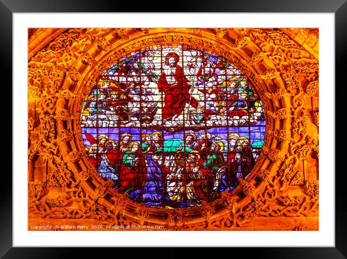 Christ Ascension Stained Glass Seville Cathedral S Framed Mounted Print by William Perry