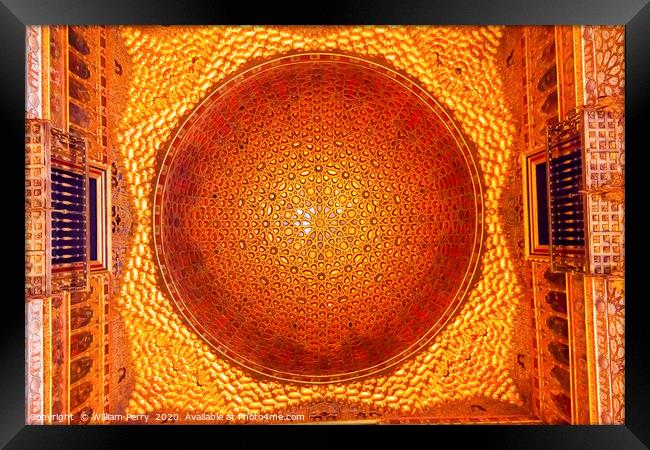 Orange Mosaic Celing Ambassador Room Alcazar Royal Framed Print by William Perry