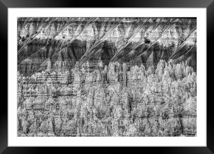 Black White Amphitheater Abstract Hoodoos Bryce Ca Framed Mounted Print by William Perry