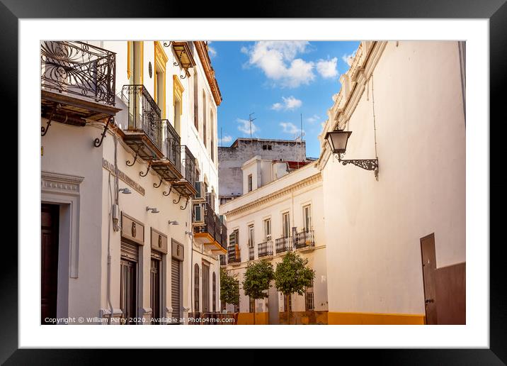 Narrow Streets of Seville Spain City View Framed Mounted Print by William Perry
