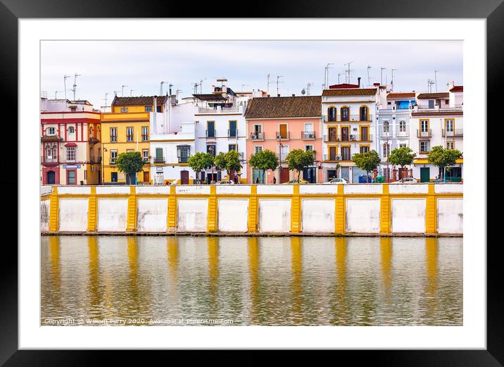 Houses Stores Restaurants Cityscape River Guadalquivr Morning Seville Spain Framed Mounted Print by William Perry