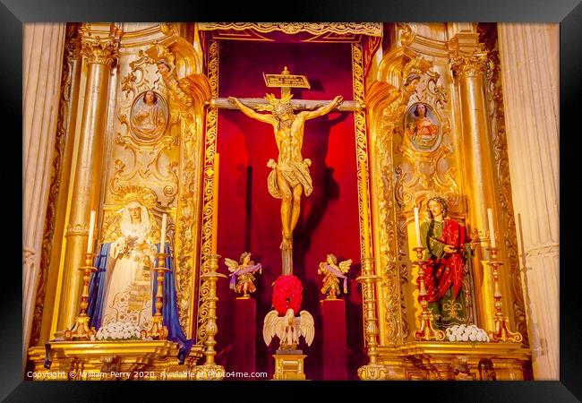 Martinez Christ Crucifixion on Cross Mary Wooden Statues El Salvador Church Seville Spain Framed Print by William Perry