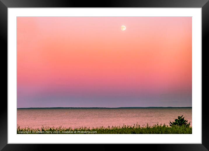 Sunset Padanaram View Ocean Dartmouth Massachusett Framed Mounted Print by William Perry