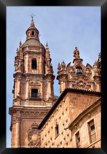 Stone Tower New Salamanca Cathedral Spain Framed Print by William Perry
