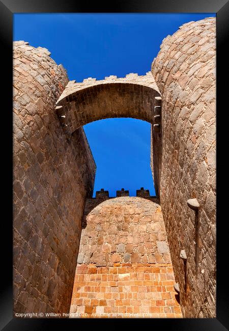 Avila Castle Walls Arch Cityscape Castile Spain Framed Print by William Perry