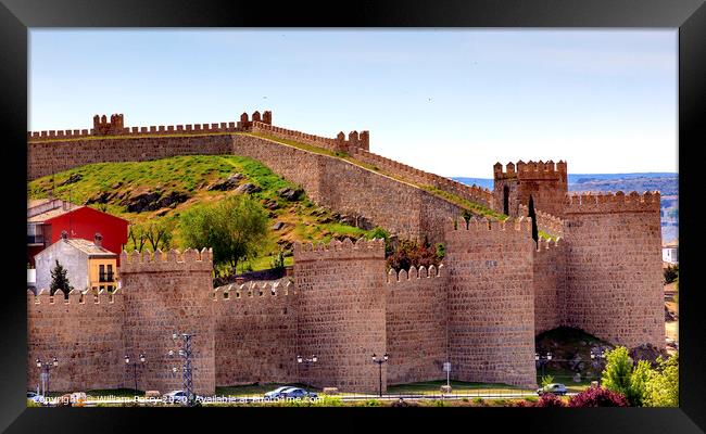 Avila Castle Walls Ancient Medieval City Cityscape Castile Spain Framed Print by William Perry