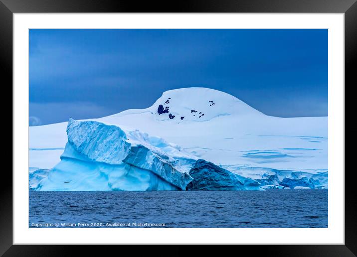 Floating Blue Iceberg Charlotte Harbor Antarctica Framed Mounted Print by William Perry