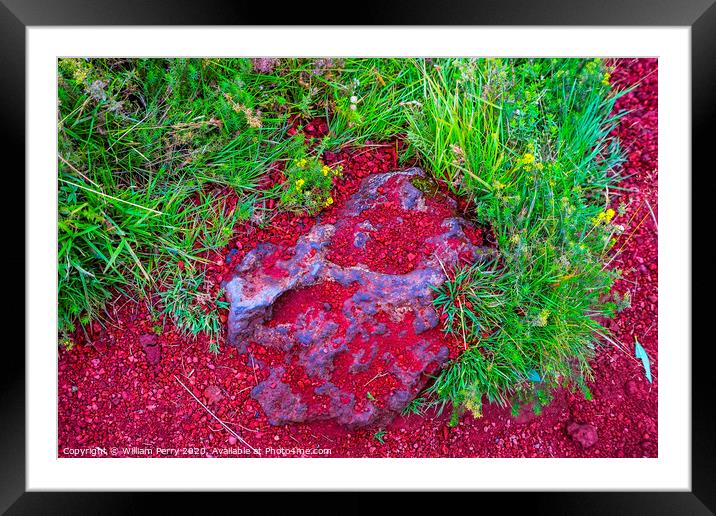Red Volcanic Stone Kerio Volcano Crater Lake Iceland Framed Mounted Print by William Perry