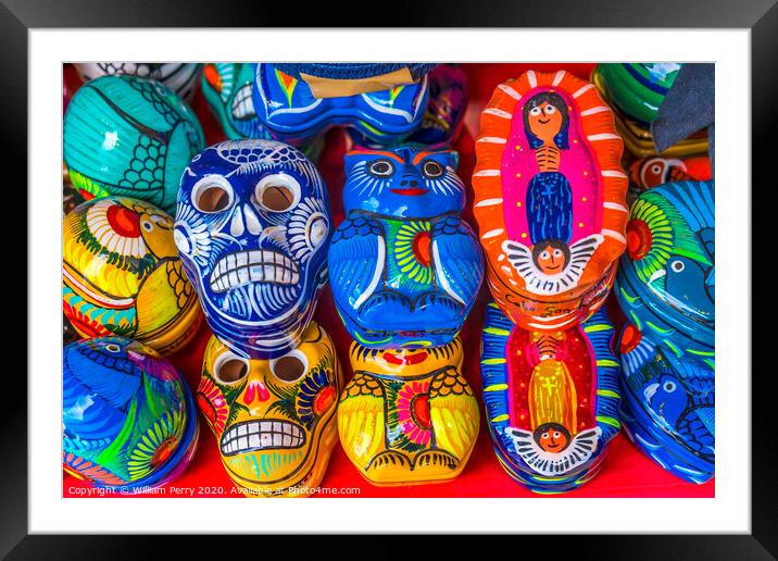 Colorful Mexican Ceramic Boxes Los Cabos Mexico Framed Mounted Print by William Perry