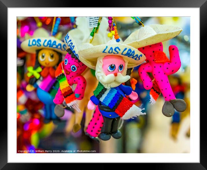 Colorful Mexican Christmas Tree Ornaments Los Cabos Mexico Framed Mounted Print by William Perry