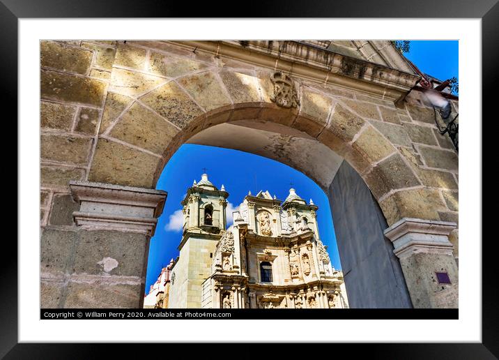 Stone Arch Basilica Our Lady Solitude Facade Church Oaxaca Mexico Framed Mounted Print by William Perry