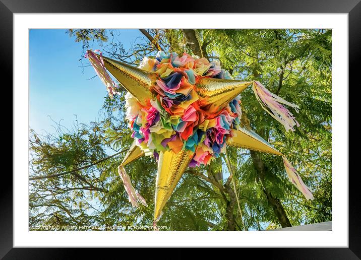 Colorful Mexican Pinata Street Oaxaca Juarez Mexico Framed Mounted Print by William Perry