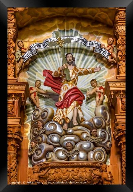 Jesus Resurrection Statue Our Lady Solitude Church Oaxaca Mexico Framed Print by William Perry