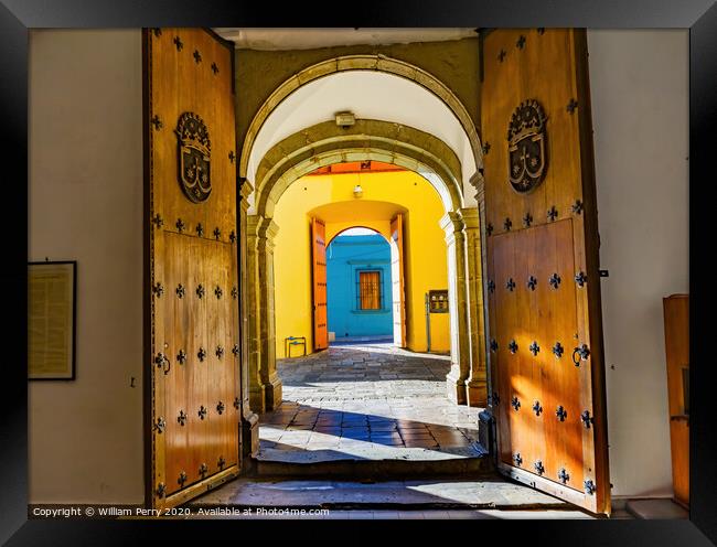 Door Entrance Temple Convent Carmen Alto Church Oaxaca Mexico Framed Print by William Perry