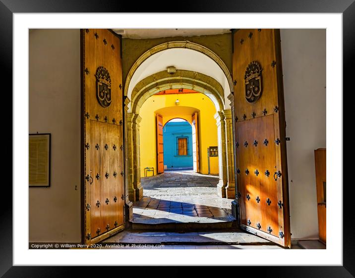 Door Entrance Temple Convent Carmen Alto Church Oaxaca Mexico Framed Mounted Print by William Perry