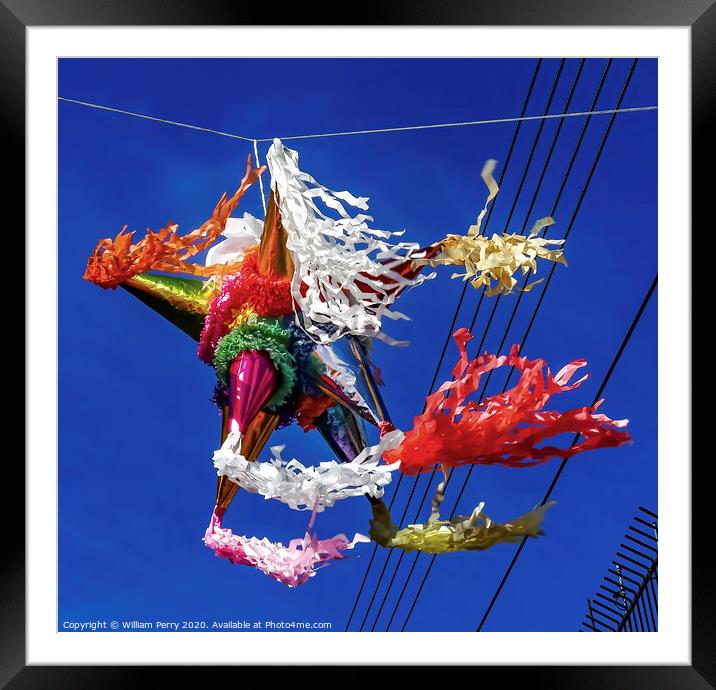 Colorful Mexican Pinata Street Oaxaca Juarez Mexico Framed Mounted Print by William Perry