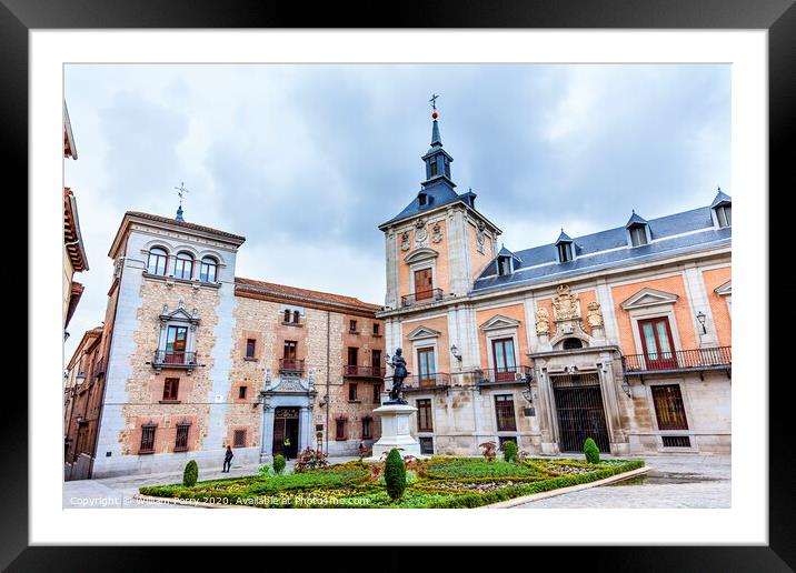 Plaza de la Villa Casa de Cisneros Admiral Bazan Statue Madrid Spain Framed Mounted Print by William Perry