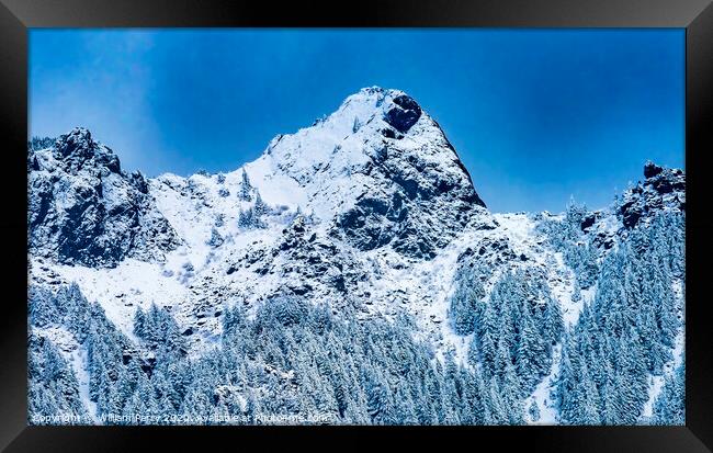 Snow Covered Mount Si Peak Snow North Bend Washington Framed Print by William Perry