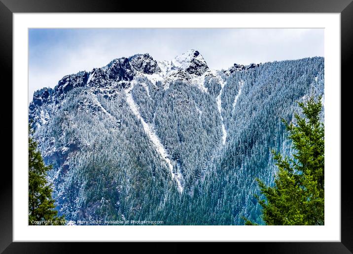 Snow Covered Mount Si Peak Snow North Bend Washington Framed Mounted Print by William Perry