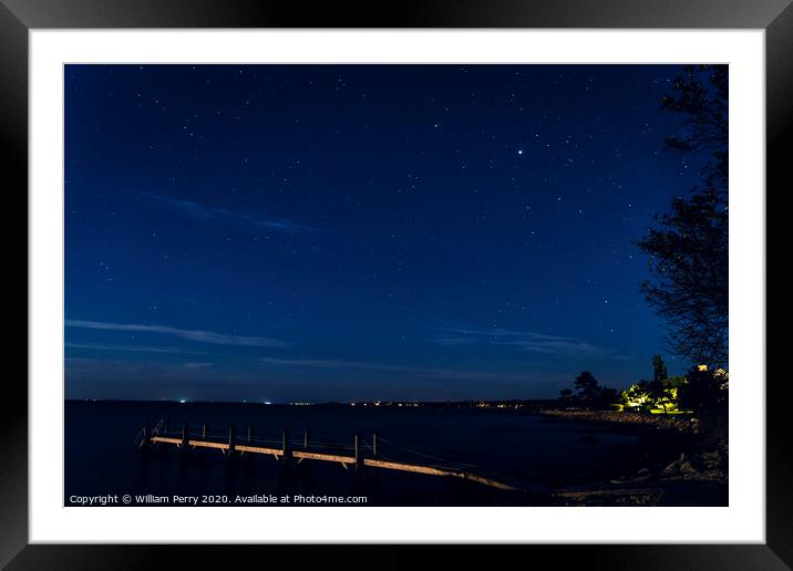  Night Pier Padanaram Dartmouth Massachusetts Framed Mounted Print by William Perry