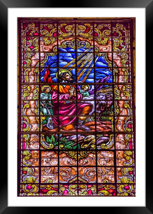 Stained Glass Jesus Basilica Santa Iglesia Collegiata de San Isidro Madrid Spain Framed Mounted Print by William Perry