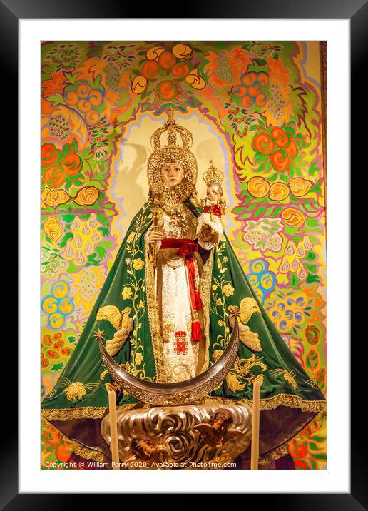 Mary Baby Jesus Crowns Statue Basilica Santa Iglesia Collegiata de San Isidro Madrid Spain Framed Mounted Print by William Perry