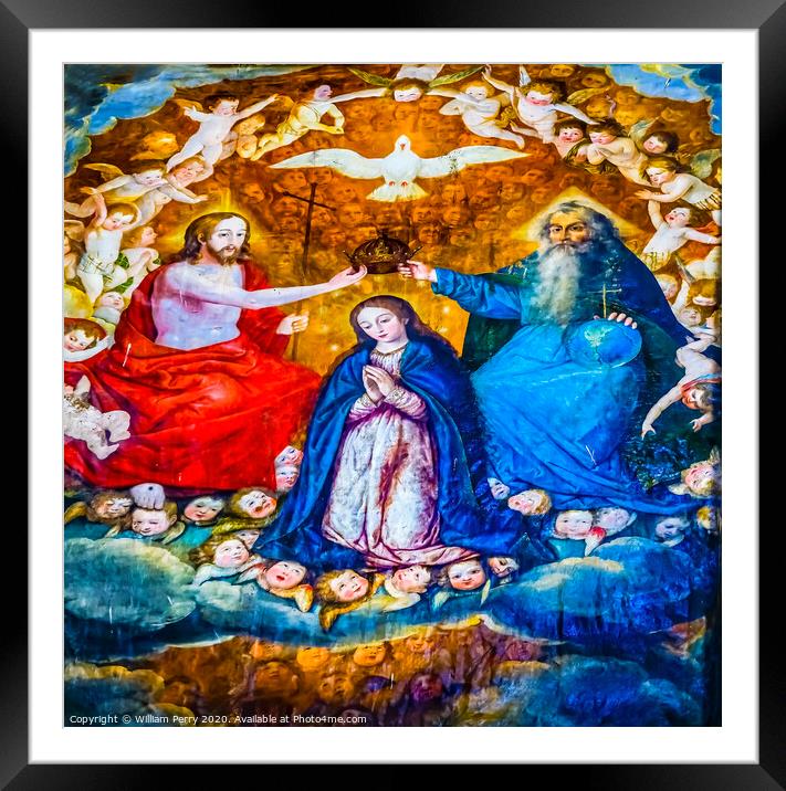 Colorful Coronation of Mary Painting Puebla Cathedral Mexico Framed Mounted Print by William Perry