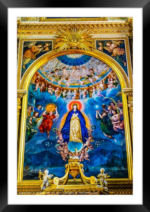 Colorful Consecration Virgin Mary Painting Puebla Cathedral Mexi Framed Mounted Print by William Perry