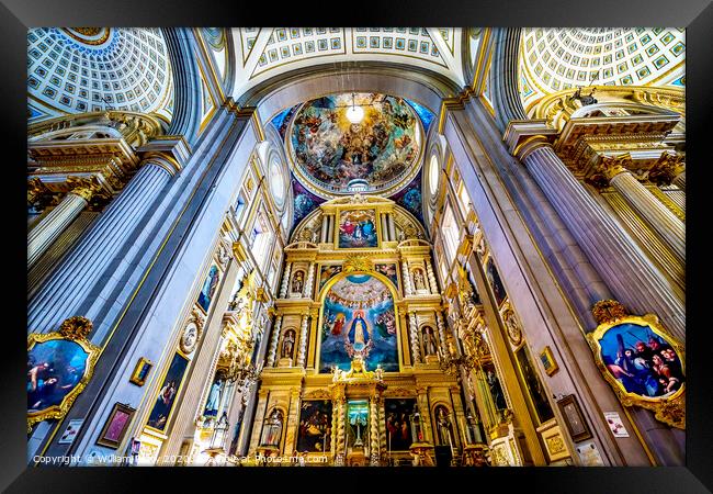 Colorful Ceiling Dome Mary Fresco Altar Puebla Cathedral Mexico Framed Print by William Perry