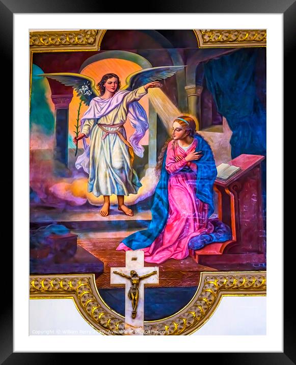 Annunciation Painting San Agustin Church Puebla Mexico Framed Mounted Print by William Perry