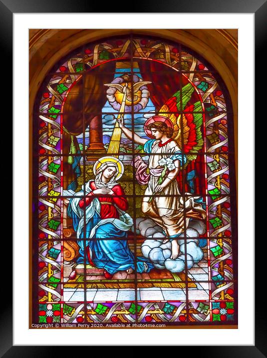Annunciation Stained Glass San Francisco el Grande Madrid Spain Framed Mounted Print by William Perry